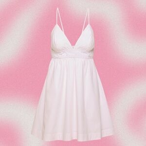 Babaton Encourage Poplin Mini Dress – White/Pink Stripe – S - NWT